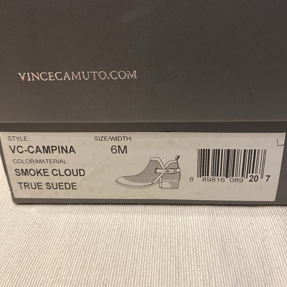 Vince Camuto Campina Smoke Cloud True Suede Almond Ankle Bootie Boots Size 6 - Picture 2 of 9